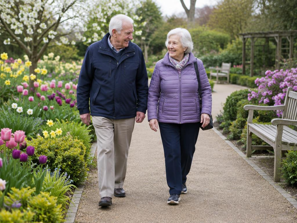An older couple enjoying an accessible garden walk